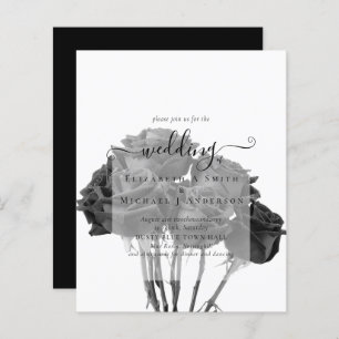 Papier Gothique Noir Rose Goth Wedding Invitation