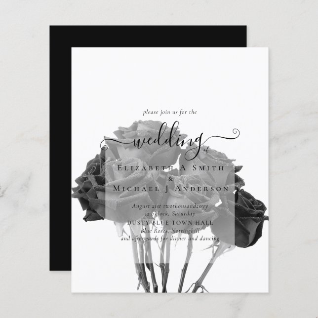 Papier Gothique Noir Rose Goth Wedding Invitation (Devant / Derrière)