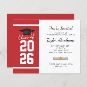 Papier Grad 2025 Red Graduation Party Invitation