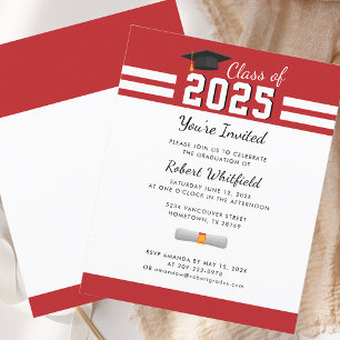 Papier Graduate Party 2025 Red Graduation Invitation