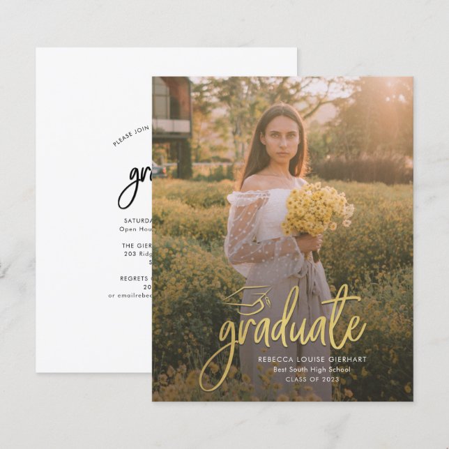 Papier Graduation 2023 Photo Grad Open House Invitation (Devant / Derrière)