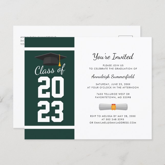 Papier Graduation 2024 Green Grad Party Invitation (Devant / Derrière)
