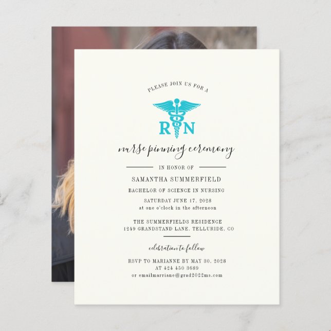 Papier Graduation 2024 Photo Nurse Pinning Invitation (Devant / Derrière)