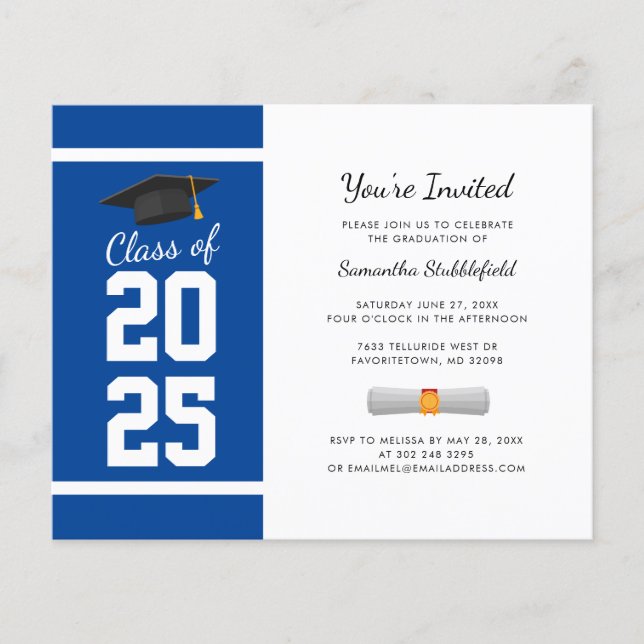Papier Graduation 2025 Grad Blue Party Invitation (Devant)