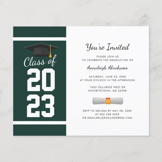 Papier Graduation 2025 Green Grad Party Invitation (Devant)