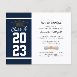 Papier Graduation 2025 Marine Blue Grad Party Invitation