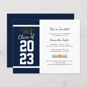 Papier Graduation 2025 Marine Blue Party Invitation