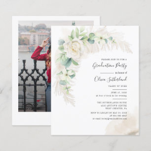 Papier Graduation 2025 Pampas Grass Photo Invitation