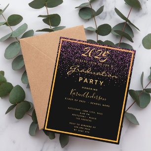 Papier Graduation 2025 partie or noir invitation