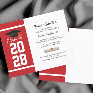 Papier Graduation 2025 Red White Grad Party Invitation