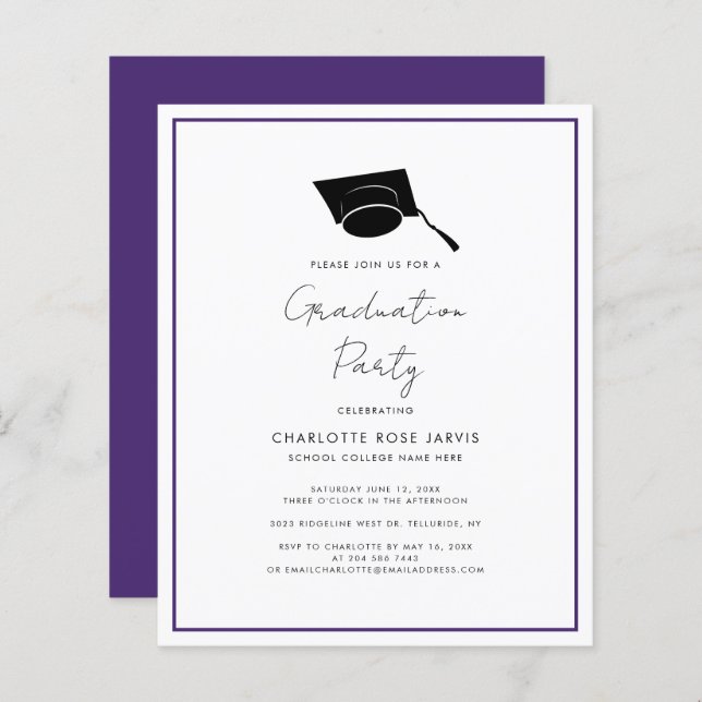Papier Graduation 2025 Script Modern Party Invitation (Devant / Derrière)