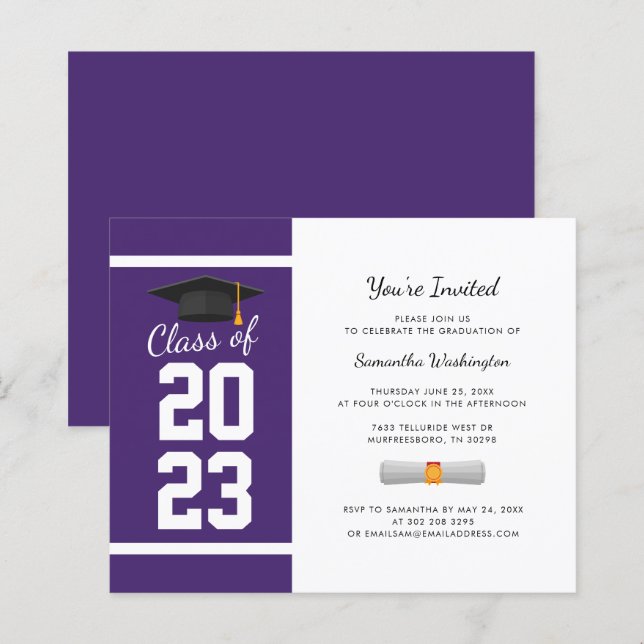 Papier Graduation 2025 Simple Grad Party Invitation (Devant / Derrière)