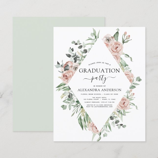 Papier Graduation Budget 2023 Dusty rose Floral (Devant / Derrière)