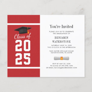 Papier Graduation Budget 2023 Moderne Rouge Blanc Minimal