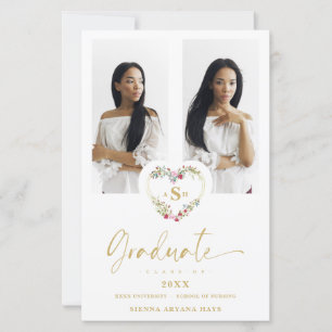 Papier Graduation Budget Romantique Floral Heart 2 Photos