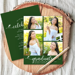 Papier Graduation Budget Vert 4 Script photo Invitation