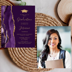 Papier Graduation budgétaire Purple Agate Plum Invitation