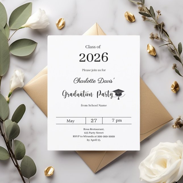 Papier Graduation party modern class of 2026 invitation (Créateur téléchargé)