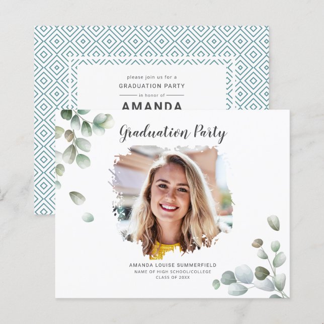 Papier Graduation Photo Grad 2025 Party Invitation (Devant / Derrière)