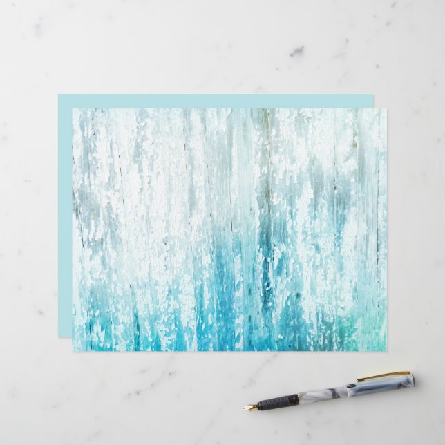 Papier Grain de bois Turquoise Blanc Rustique Texture Déc (Devant/Arrière en situation)