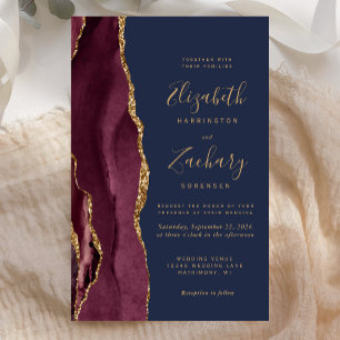 Papier Grand faire-part de mariage en agate de Bourgogne