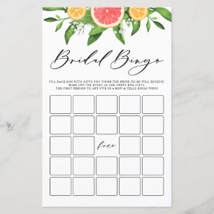 Papier Grapefruit Bride Bingo Fête des mariées d'été