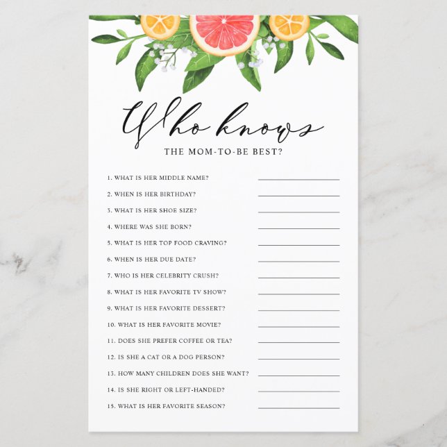 Papier Grapefruit qui connaît maman le meilleur jeu de do (Devant)