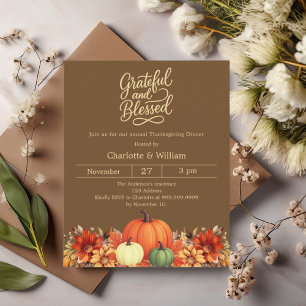 Papier Gratuit citrouille brun Thanksgiving invitation