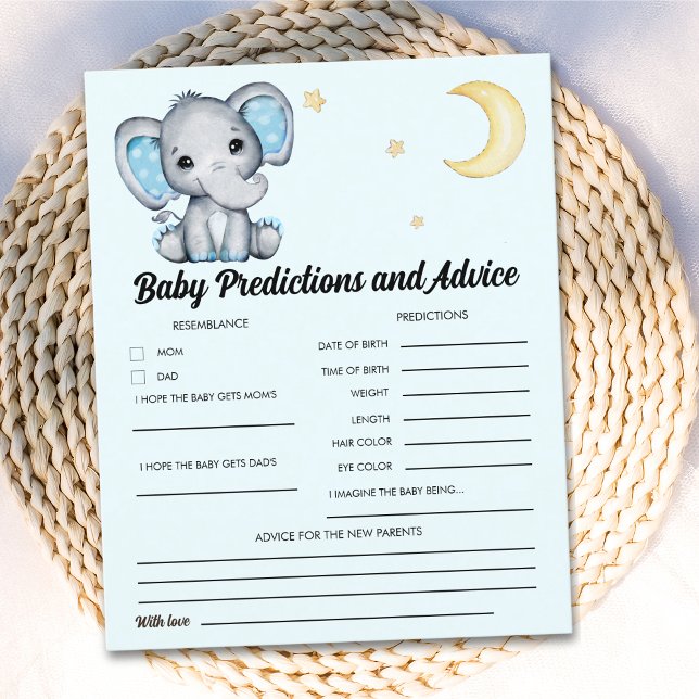 Papier Gray and Blue Elephant Baby Shower boy (Créateur téléchargé)