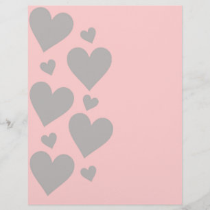 Papier Gray hearts on a rose background