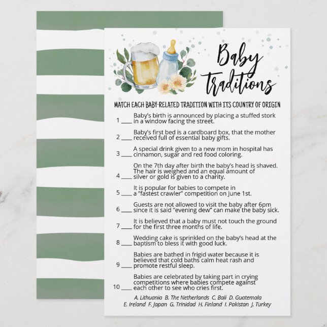 Papier Green Baby est en train de brasser bébé traditions (Devant / Derrière)