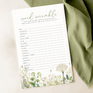 Papier Green Baby In Bloom Fleur sauvage Word Scramble Je