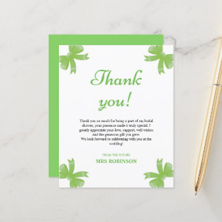Papier Green Bow Bridal Shower Thank You Card