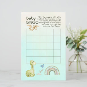 Papier Green Dinosaur Rainbow Baby shower Baby Bingo Jeu
