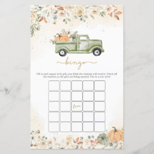 Papier Green Little Citrouille Baby shower Jeu de Bingo