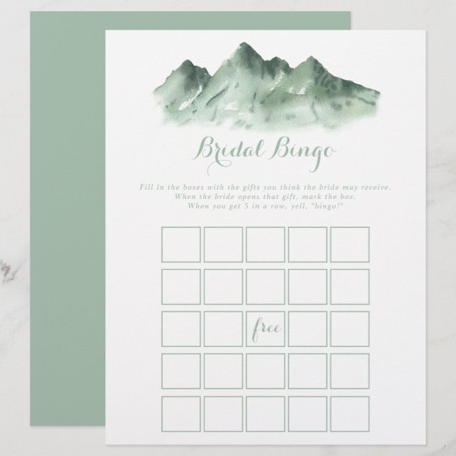 Papier Green Mountain Country Briding Jeu de bingo (Devant / Derrière)