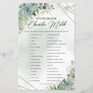 Papier Green succulents fleurs Storybook Character Match