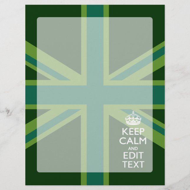 Papier Green Teal Keep Calm And Have Your Text Union Jack (Devant)