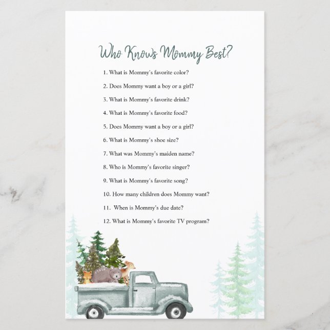 Papier Green Truck Woodland Qui Connaît Mommy Meilleur Je (Devant)