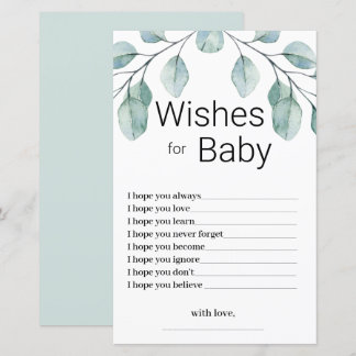 Papier Greenery Wishes for Baby Shower Game