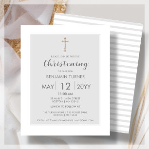 Papier Gris   Christening Budget Invitation