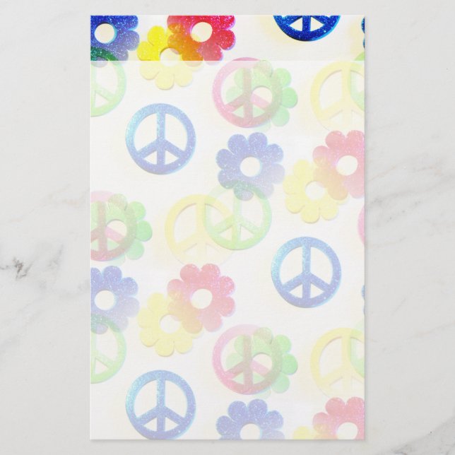 Papier Groovy hippie Peace Signs Flower Power Sparkles (Devant)