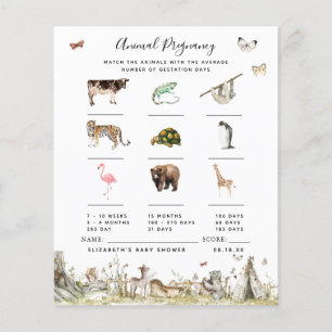 Papier Grossesse animale   Jeu Baby shower