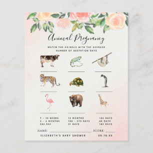 Papier Grossesse Animale Jeu de Baby Shower