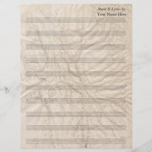 Papier grungy Blank Sheet Musique 10 Stave (Devant)