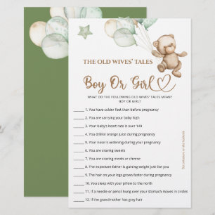 Papier Guess Boy Ou Girl Tales Teddy Bear Baby shower