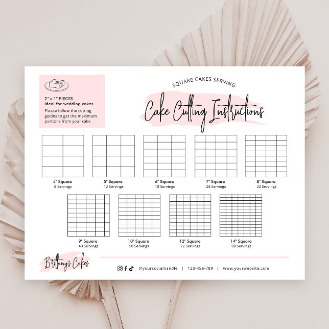 Papier Guides de coupe Mariage carré de gâteau Logo rose  (Créateur téléchargé)