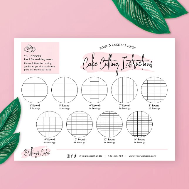 Papier Guides de coupe Mariage rond à gâteau Logo rose pâ (Créateur téléchargé)