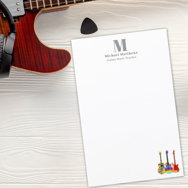 Papier Guitare Enseignant Musique Leçons Custom Business (Guitar teacher music business custom stationary )