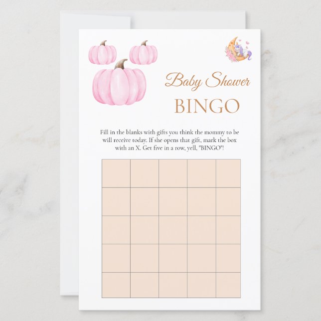Papier Halloween Cute Boo Baby shower Bingo Jeu (Devant)